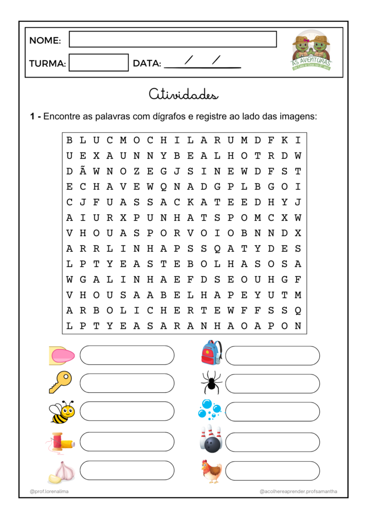 Caça-palavras e frases - dígrafos